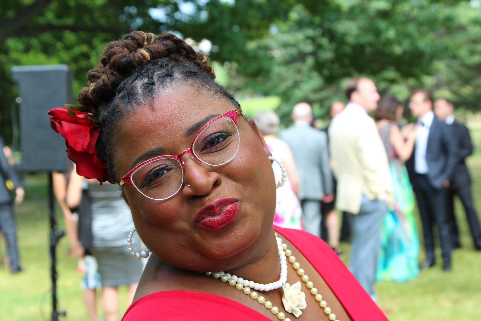 Carolyn T at a garden wedding